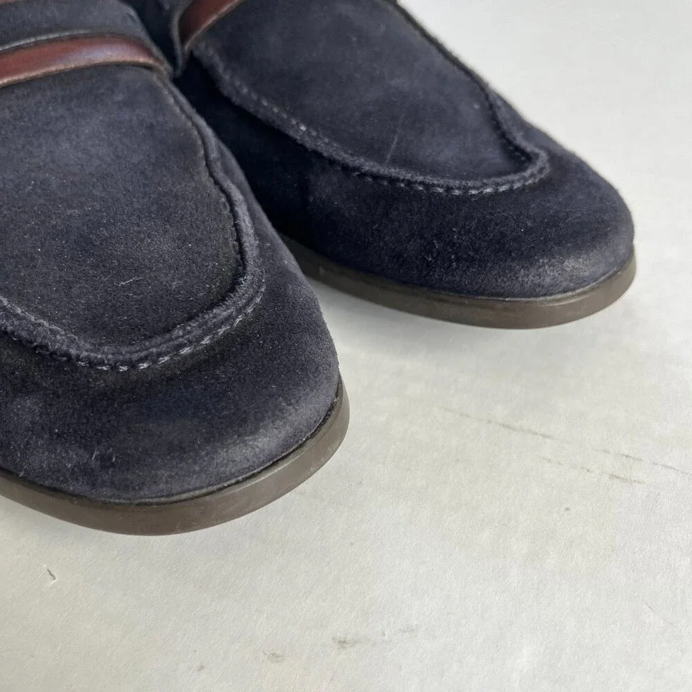 Magnanni Sz 9 Leather Daniel Loafer Men Navy Suede Slip On Flat Shoes